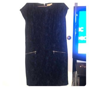 MICHAEL KORS midi dress in black/navy marble